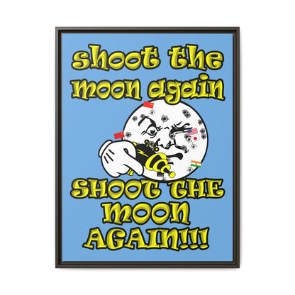 shoot the moon again - framed canvas art (light blue)