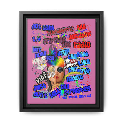 drop the beat - framed canvas art (light pink)