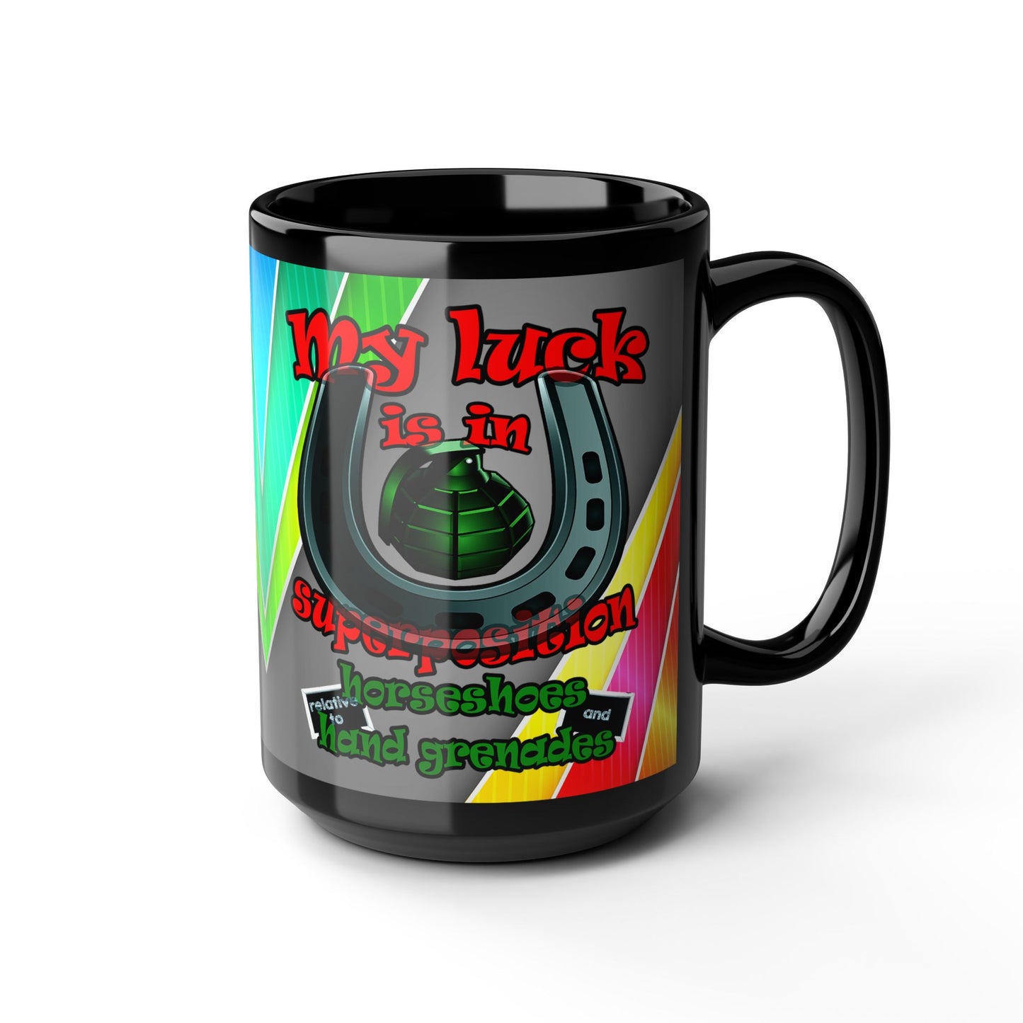my luck - Black Mug (rainbow split)