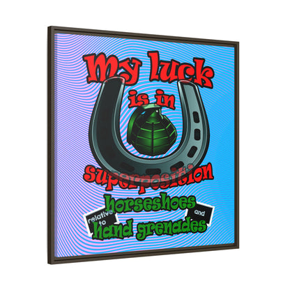 my luck - framed canvas art (light blue-purple wave)
