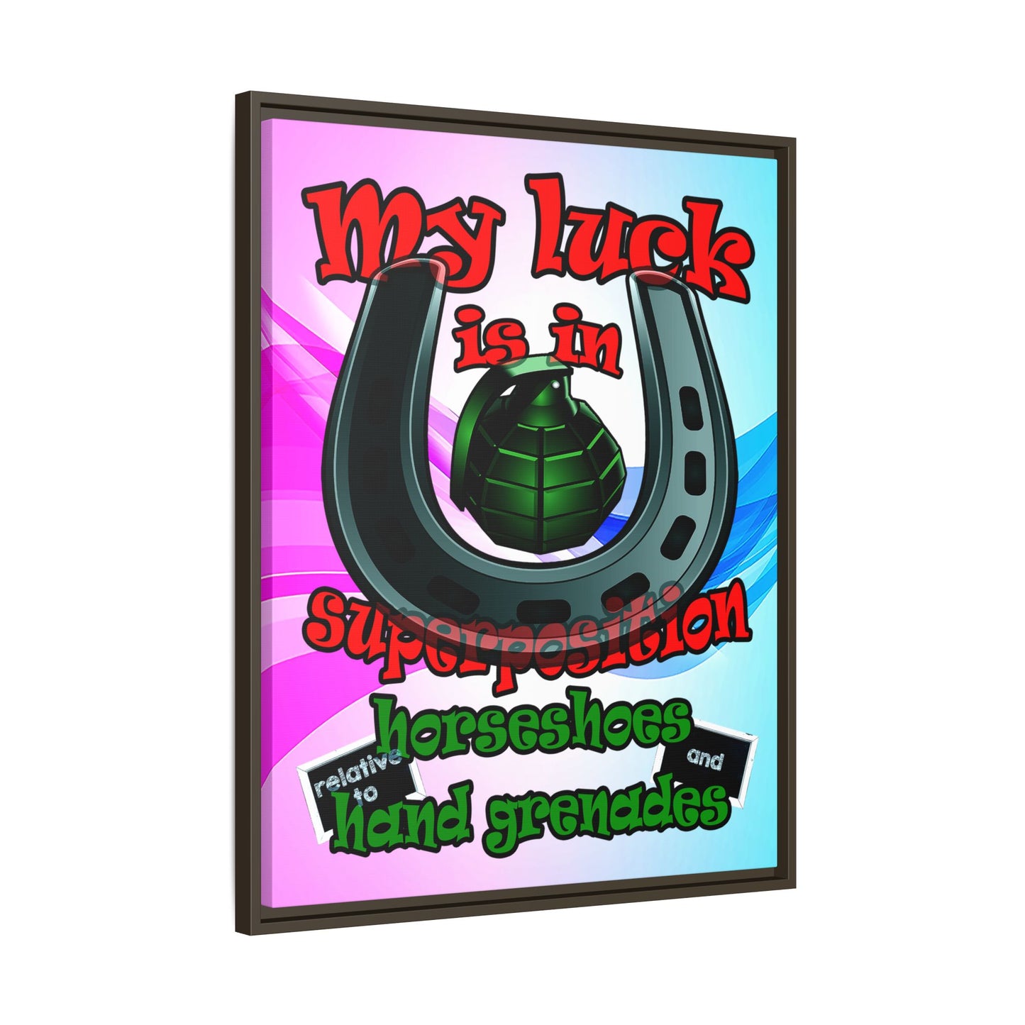 my luck - framed canvas art (light blue-pink wave)