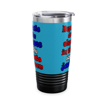 donkeys and elephants - Ringneck Tumbler, 20oz (turquoise)