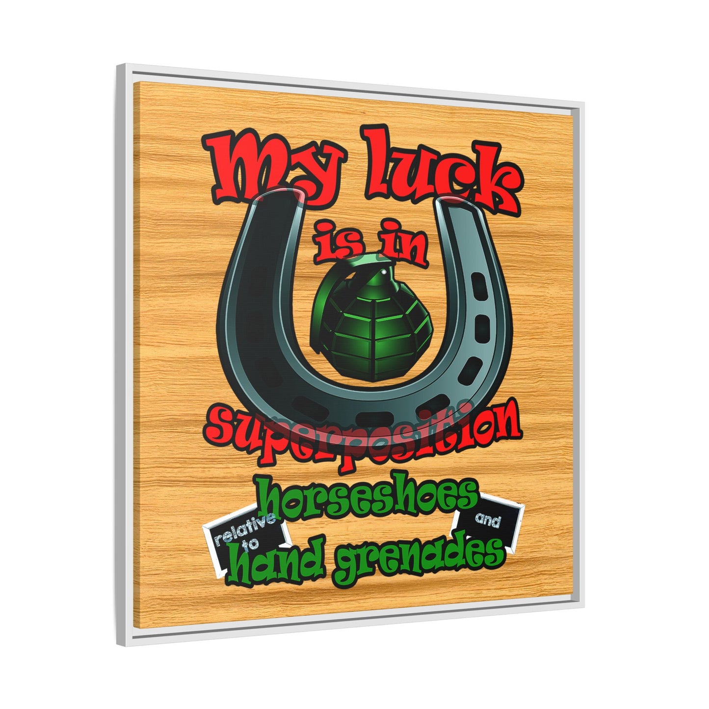 my luck - framed canvas art (butterscotch wood finish)