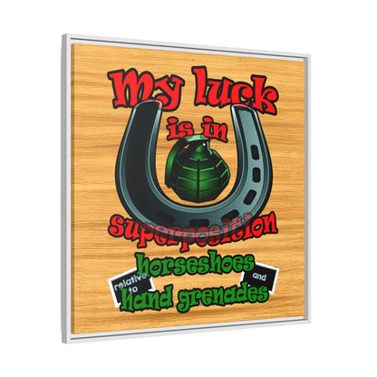 my luck - framed canvas art (butterscotch wood finish)