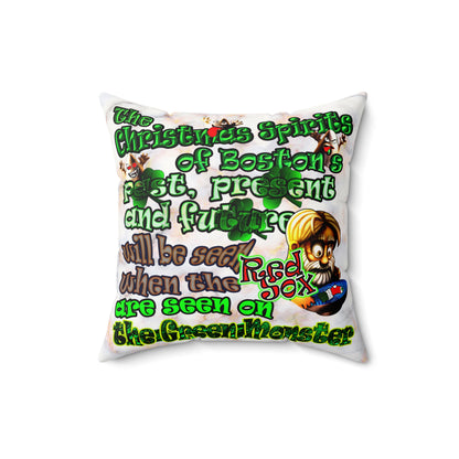 christmas spirits of boston - Faux Suede Square Pillow - (white marble)