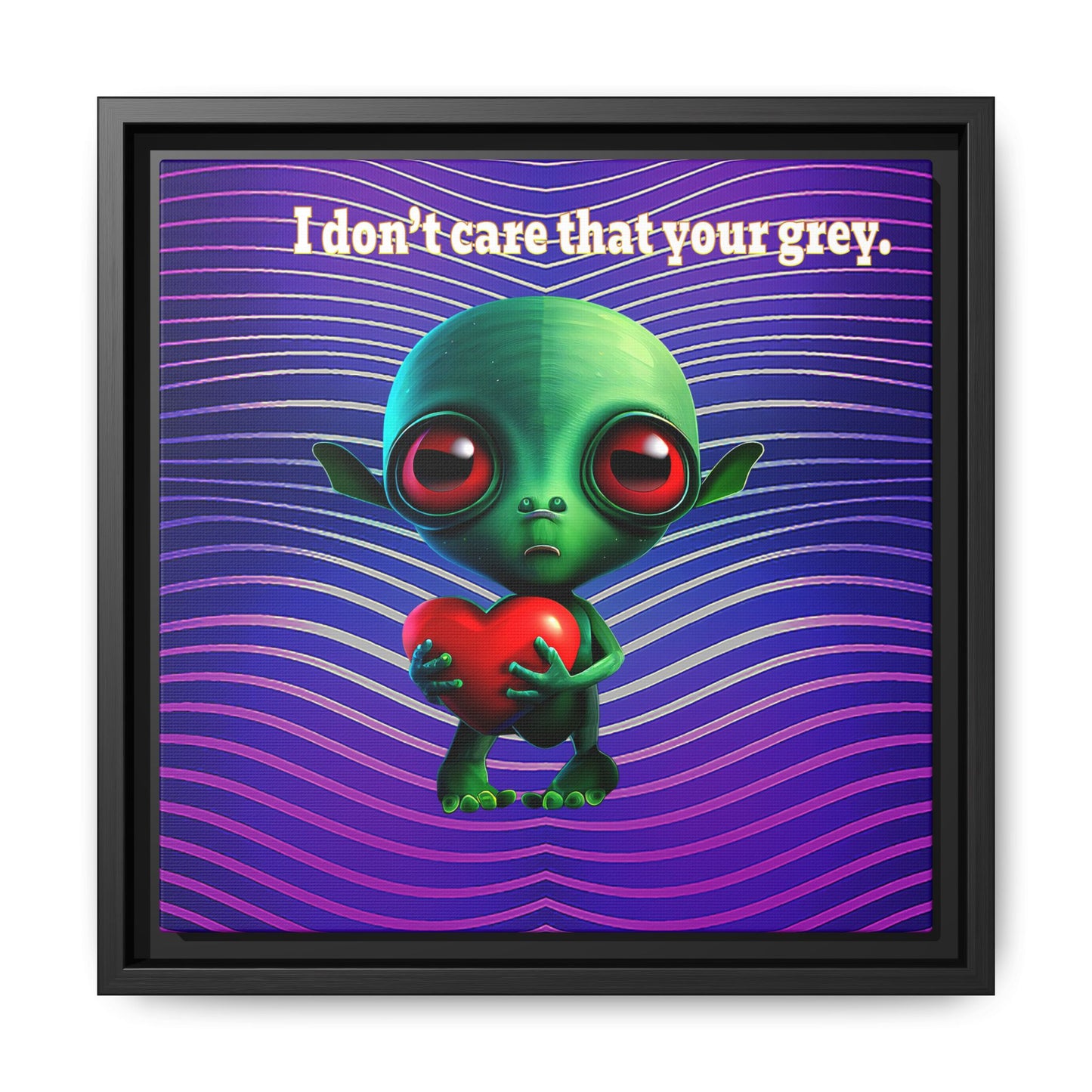 I don't care that your grey - framed canvas art (purple wave)