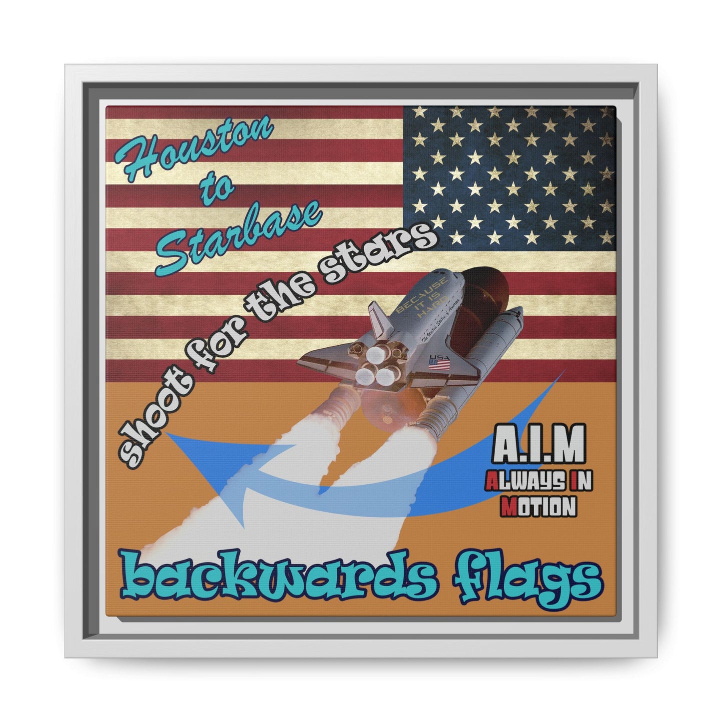 shoot for the stars - framed canvas art (light brown)