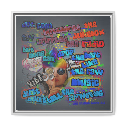 drop the beat - framed canvas art (grey-light grey)