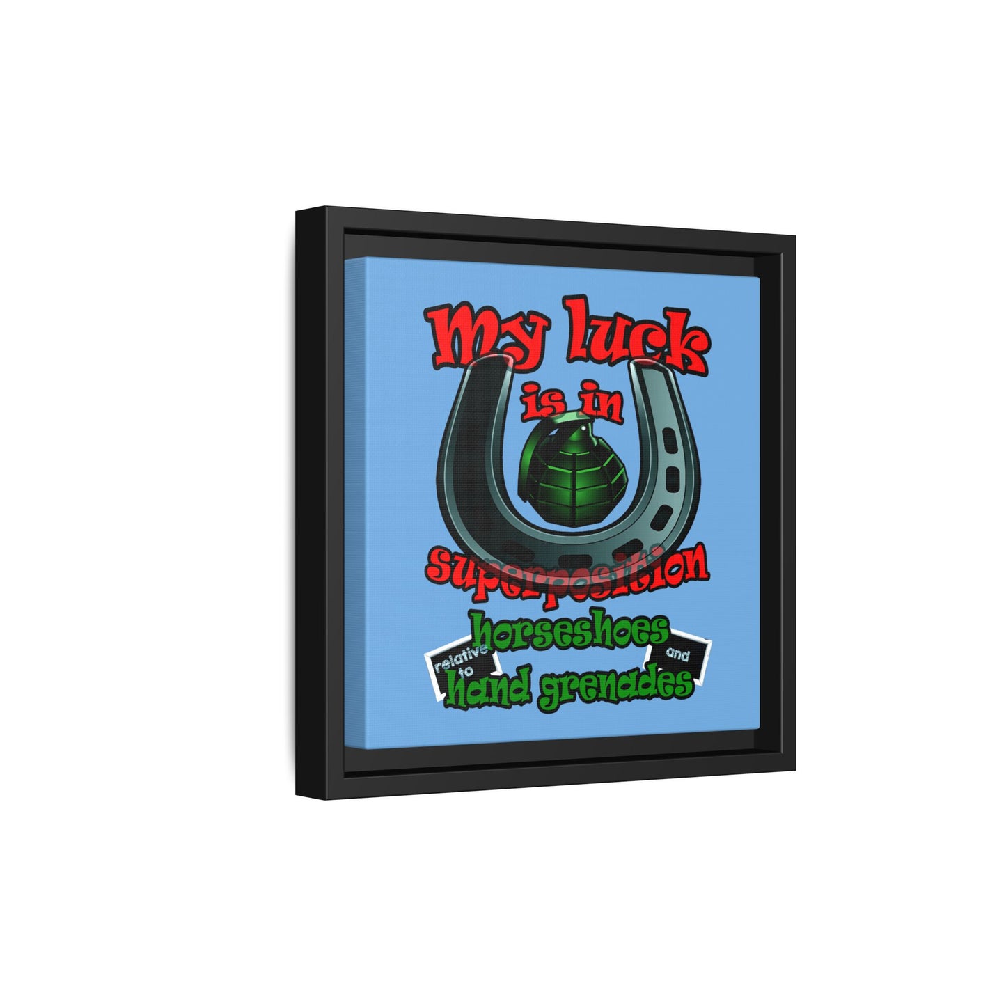 my luck - framed canvas art (light blue)