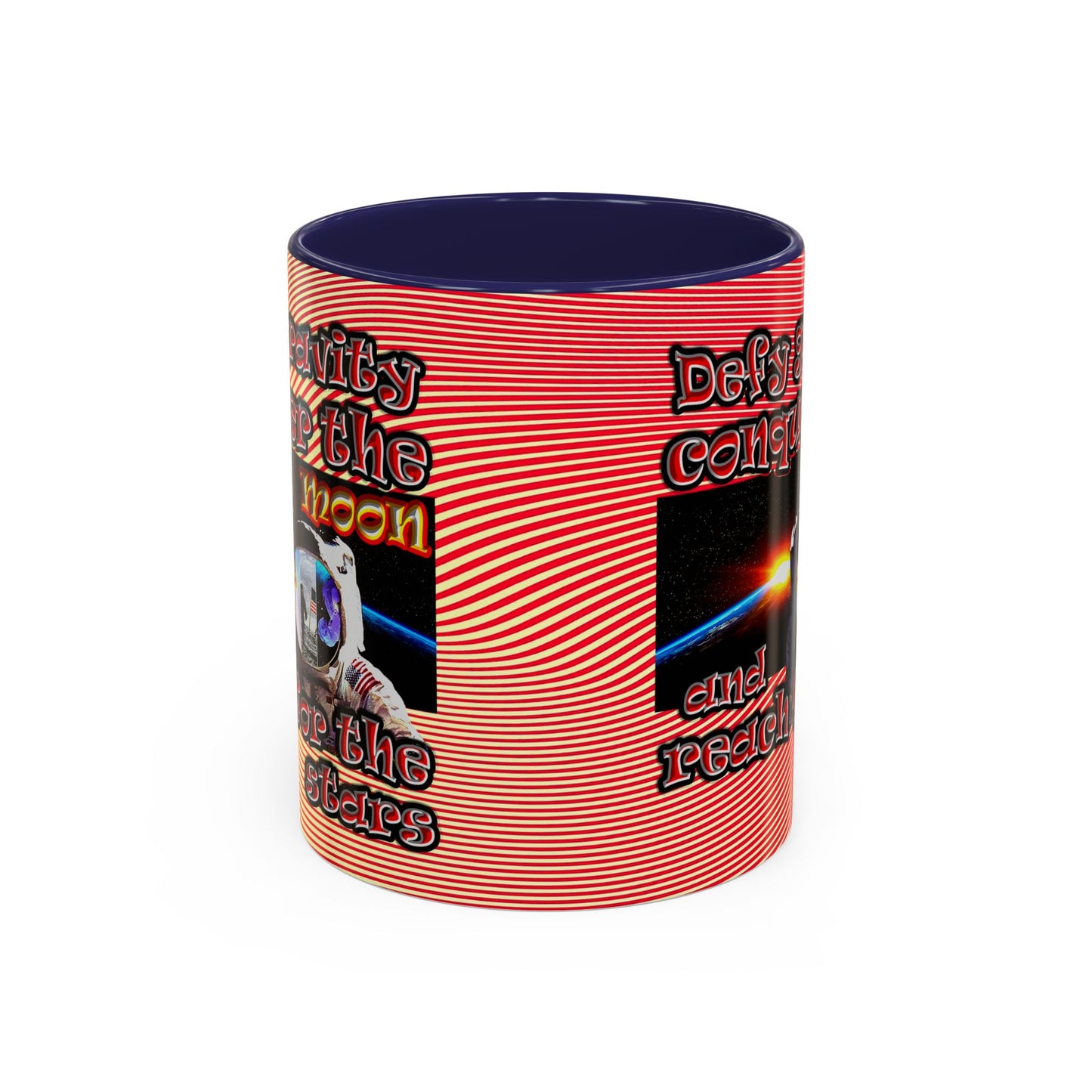 defy conquer reach - Accent Mug (yellow-orange wave)