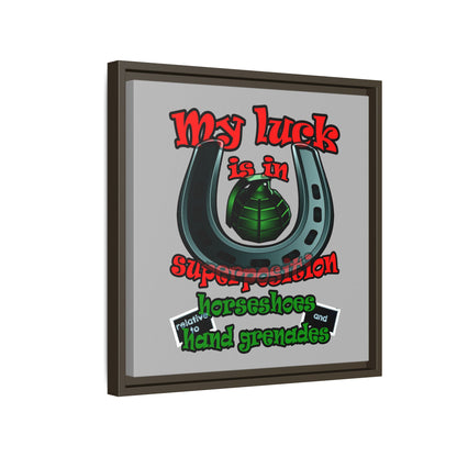 my luck - framed canvas art (light grey)