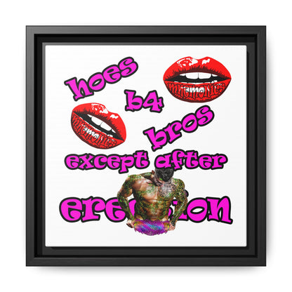 hoes b4 bros - framed canvas art (white)