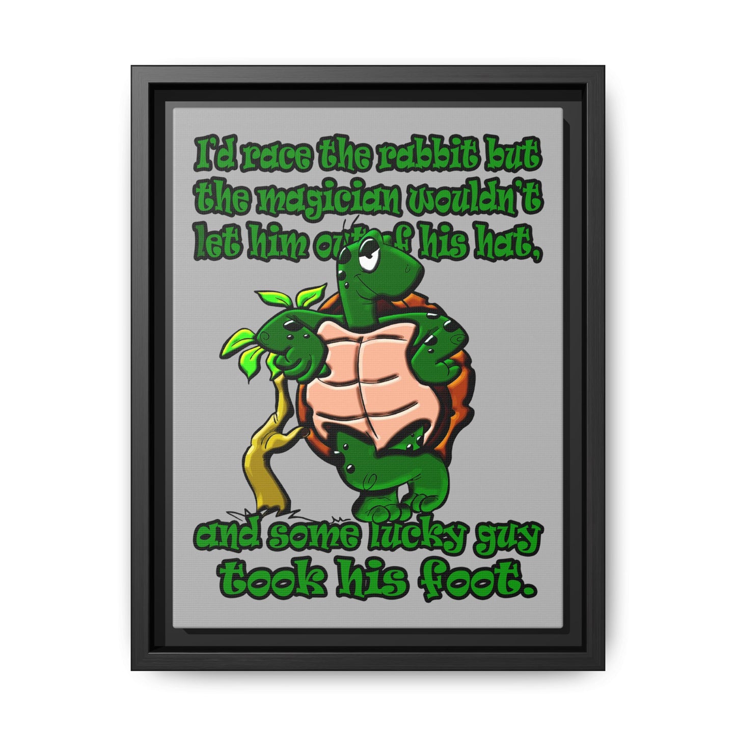 turtle race - framed canvas art (light grey)