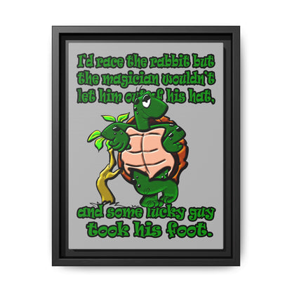 turtle race - framed canvas art (light grey)