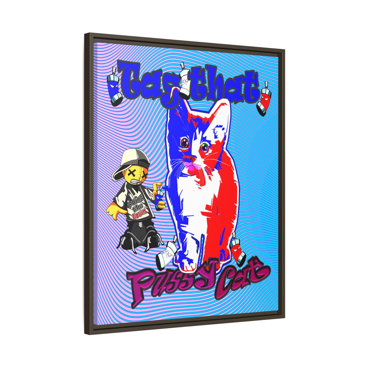 tag that - framed canvas art (light blue-purple wave)