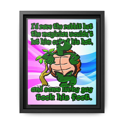 turtle race - framed canvas art (light blue-pink wave)