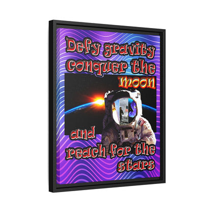 defy conquer reach - framed canvas art (purple wave)