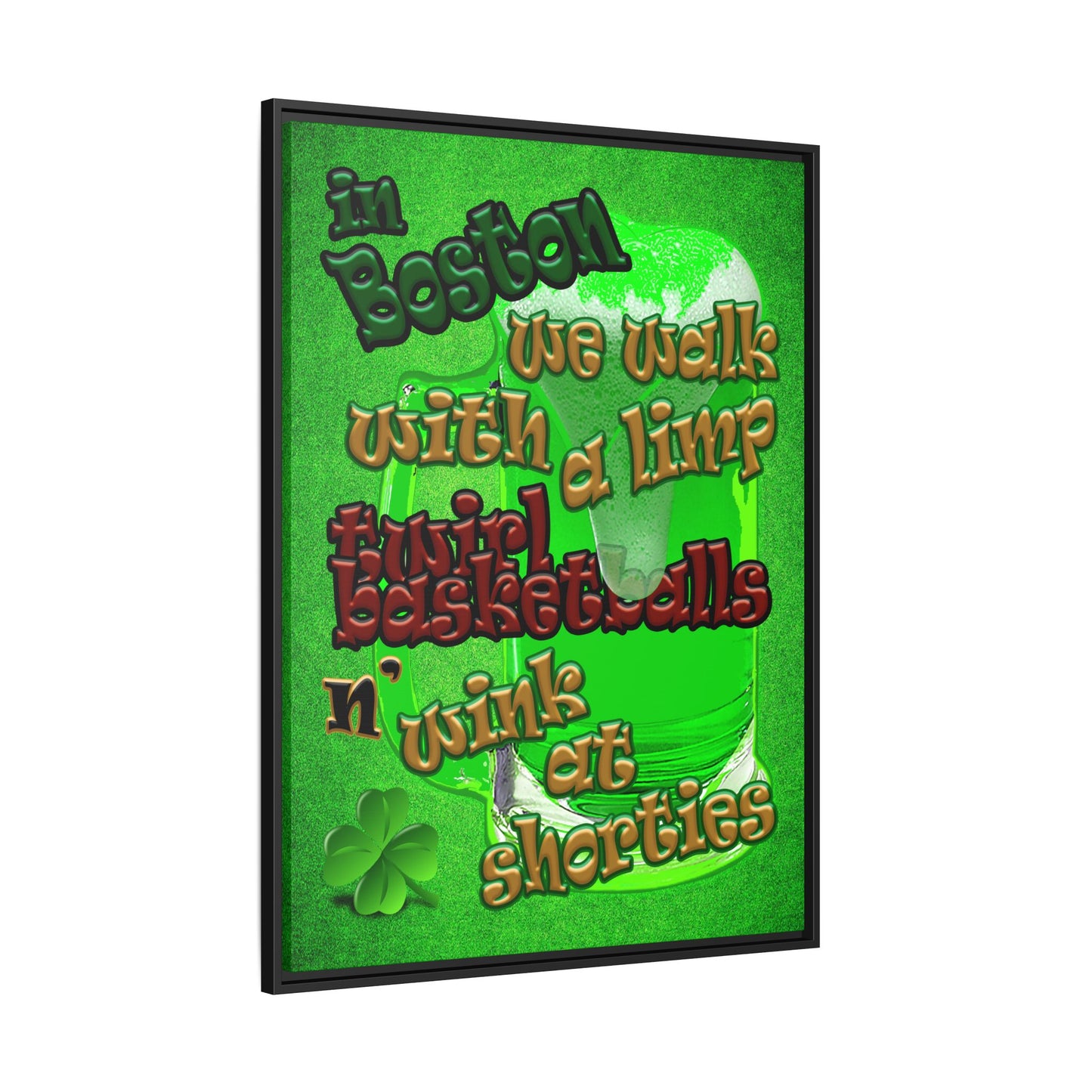 celtics logo - framed canvas art (green turf)