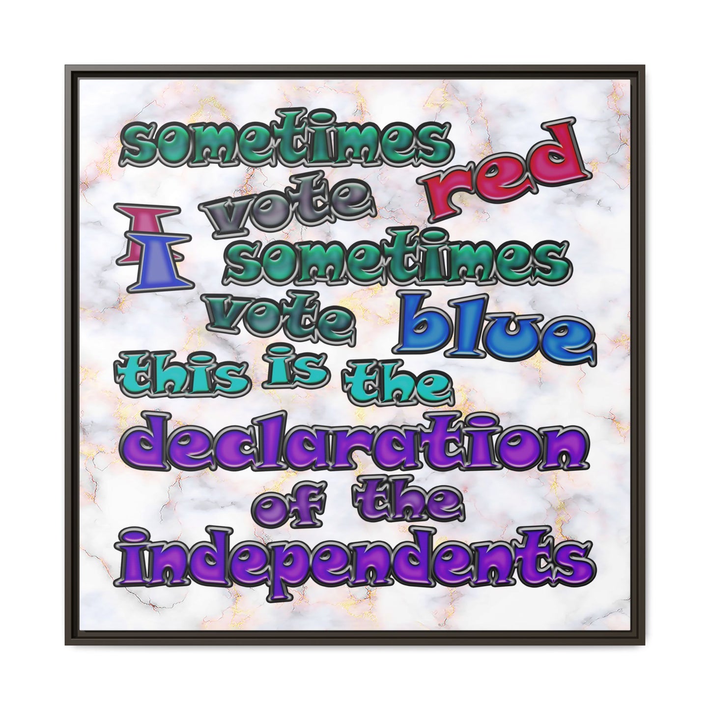declaration of the independents - framed canvas art (white marble)