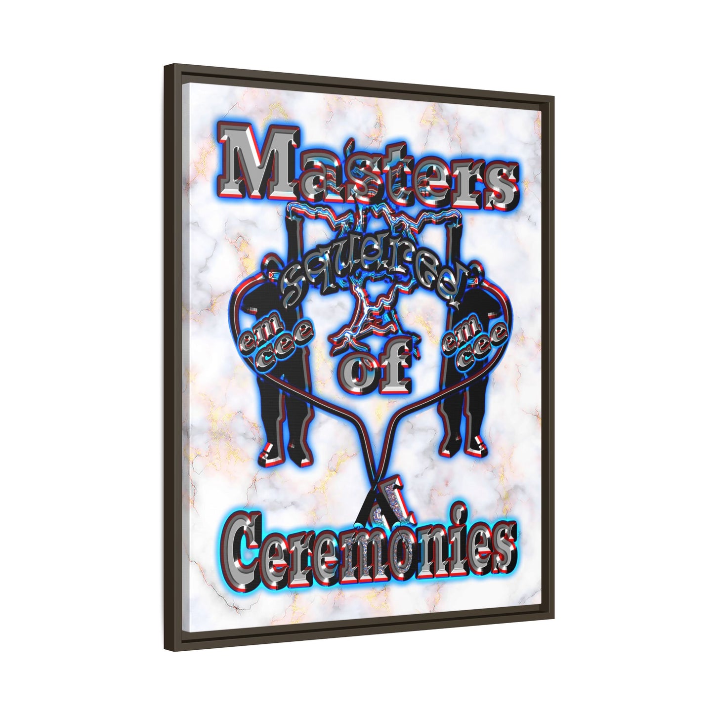 em cee squared - framed canvas art (white marble)
