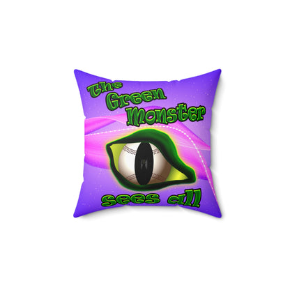 green monster - Spun Polyester Square Pillow - (purple-pink wave)
