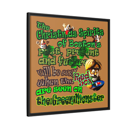 christmas spirits of boston - framed canvas art (light brown)