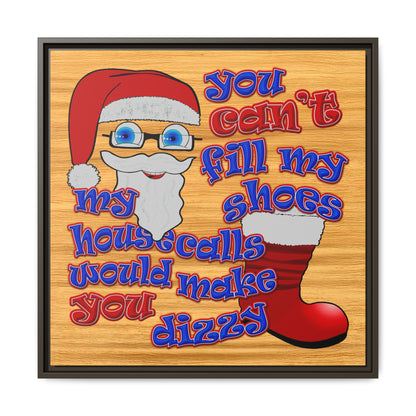 santa's shoes - framed canvas art (butterscotch wood finish)