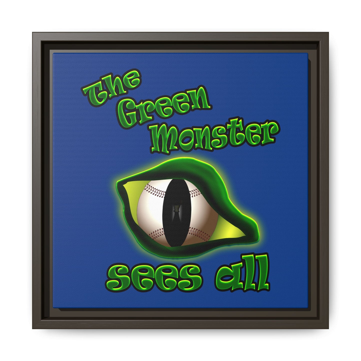 green monster - framed canvas art (dark blue)