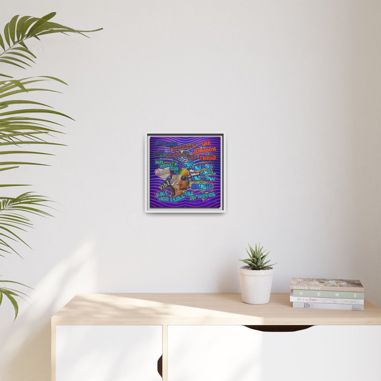 drop the beat - framed canvas art (purple wave)