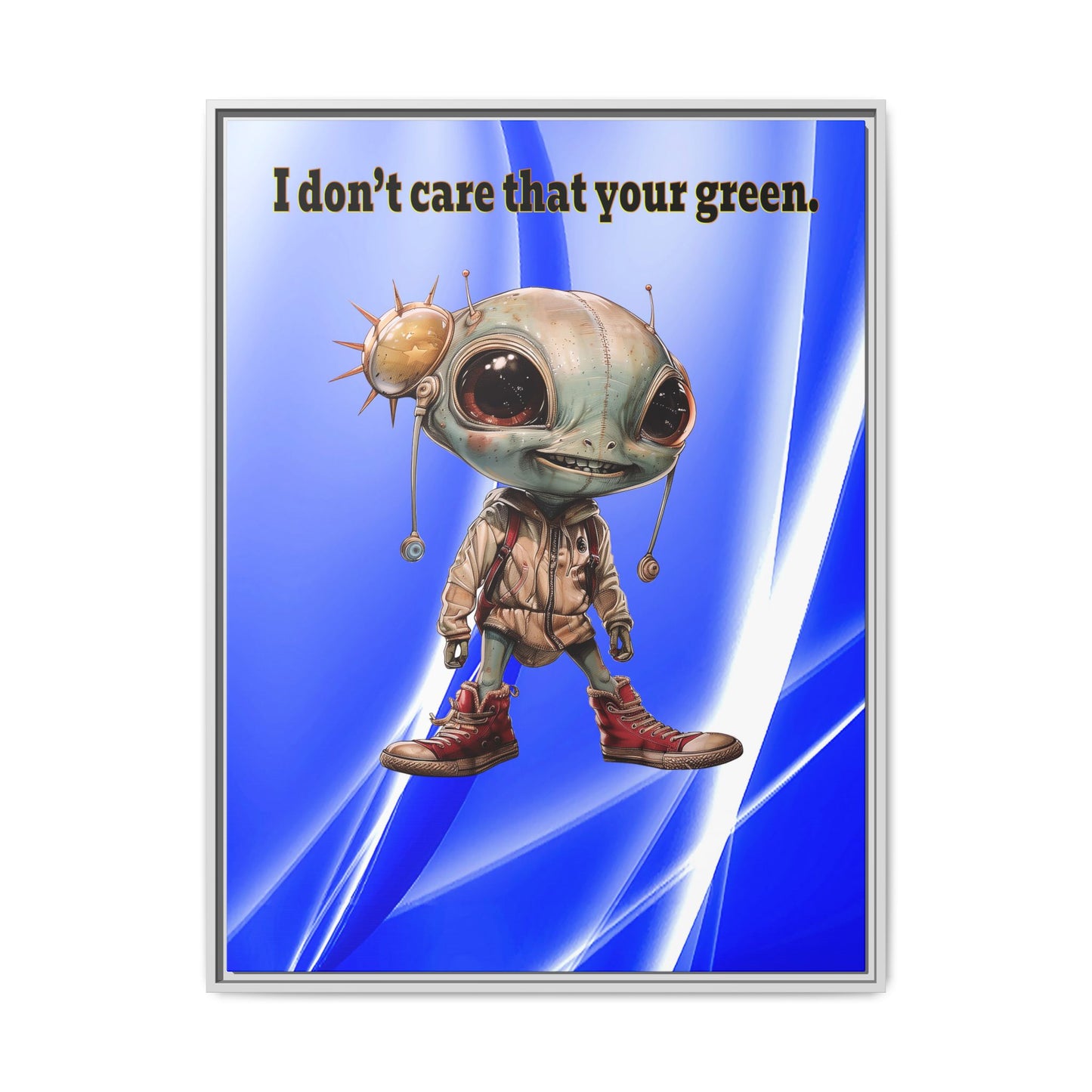 I don't care that your green - framed canvas art (blue-white wave)