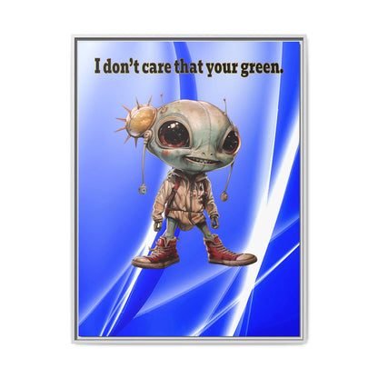 I don't care that your green - framed canvas art (blue-white wave)
