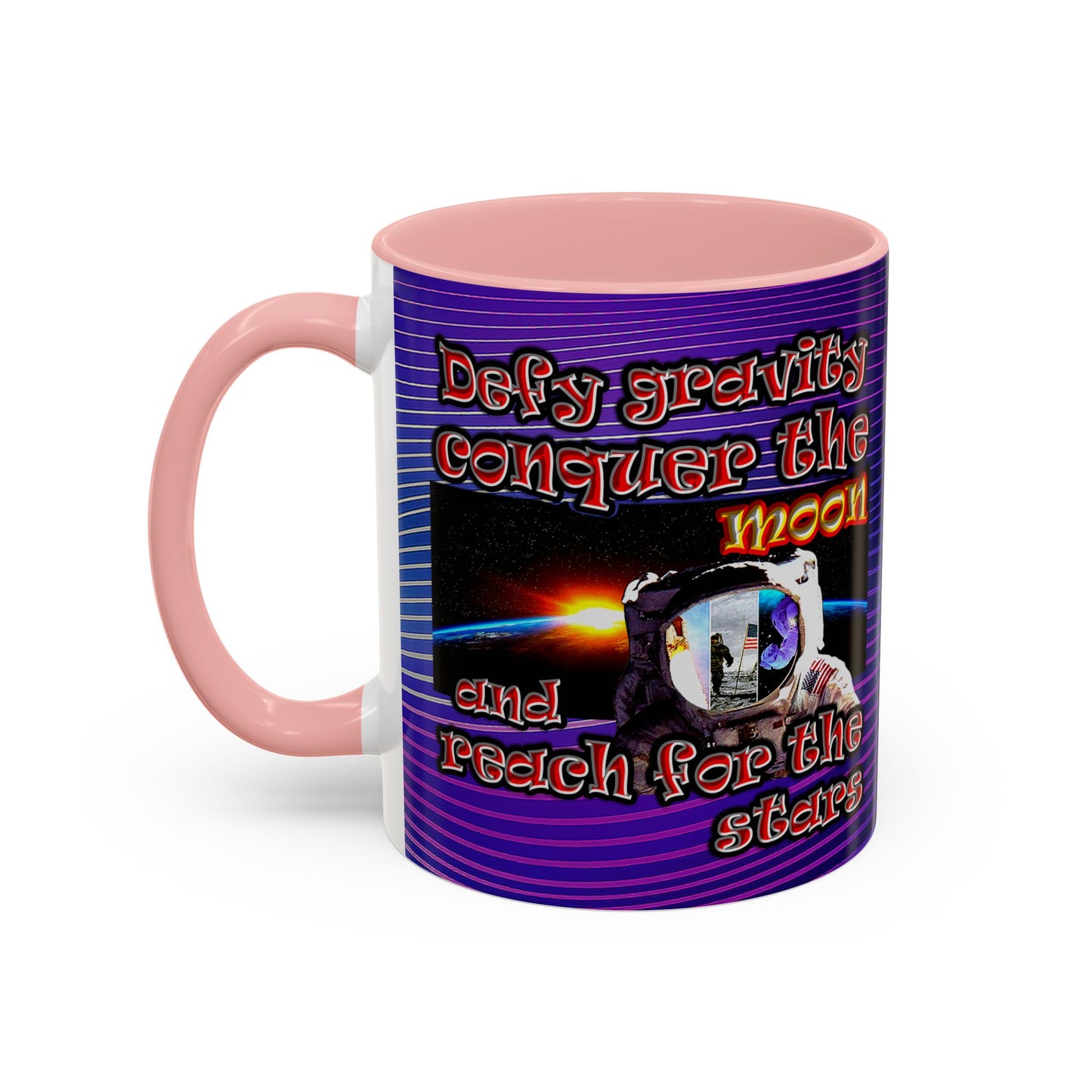 defy conquer reach - Accent Mug (purple wave)