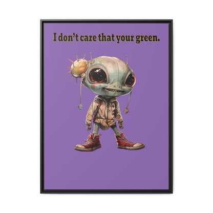 I don't care that your green - framed canvas art (light purple)
