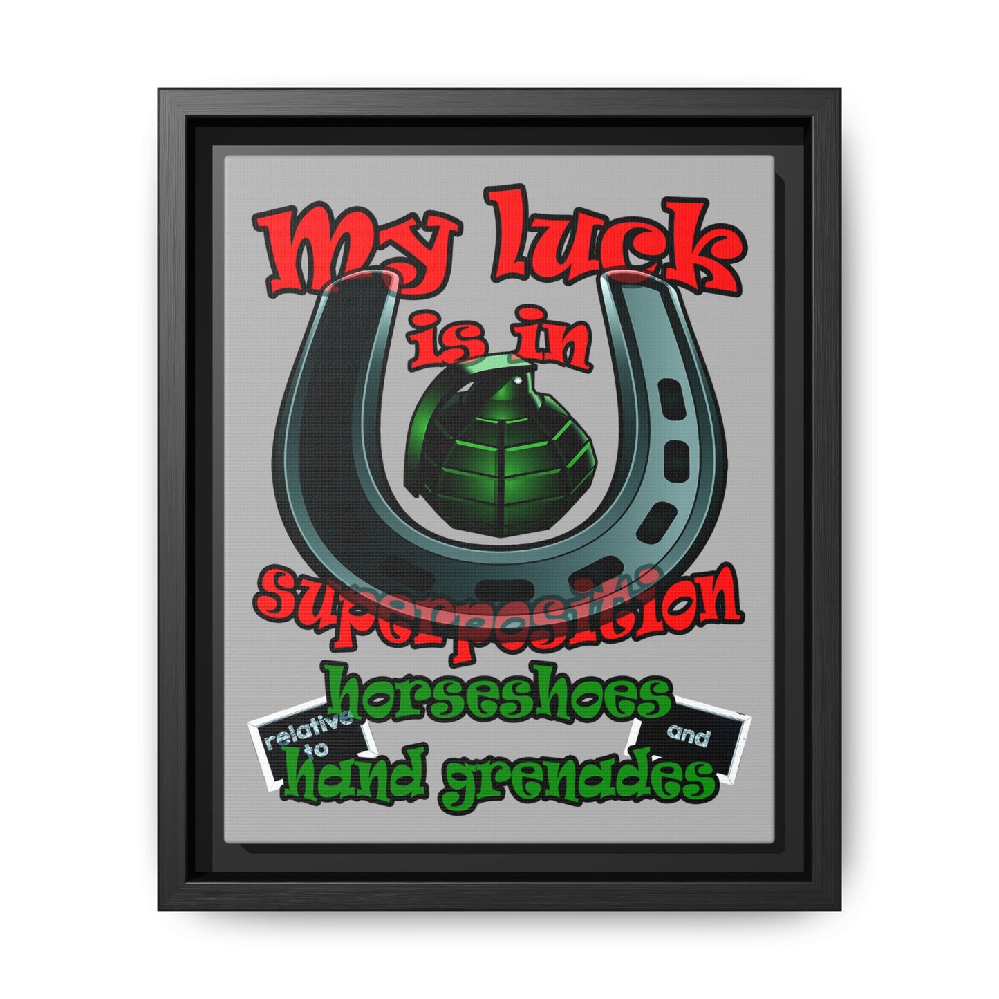 my luck - framed canvas art (light grey)