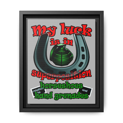 my luck - framed canvas art (light grey)