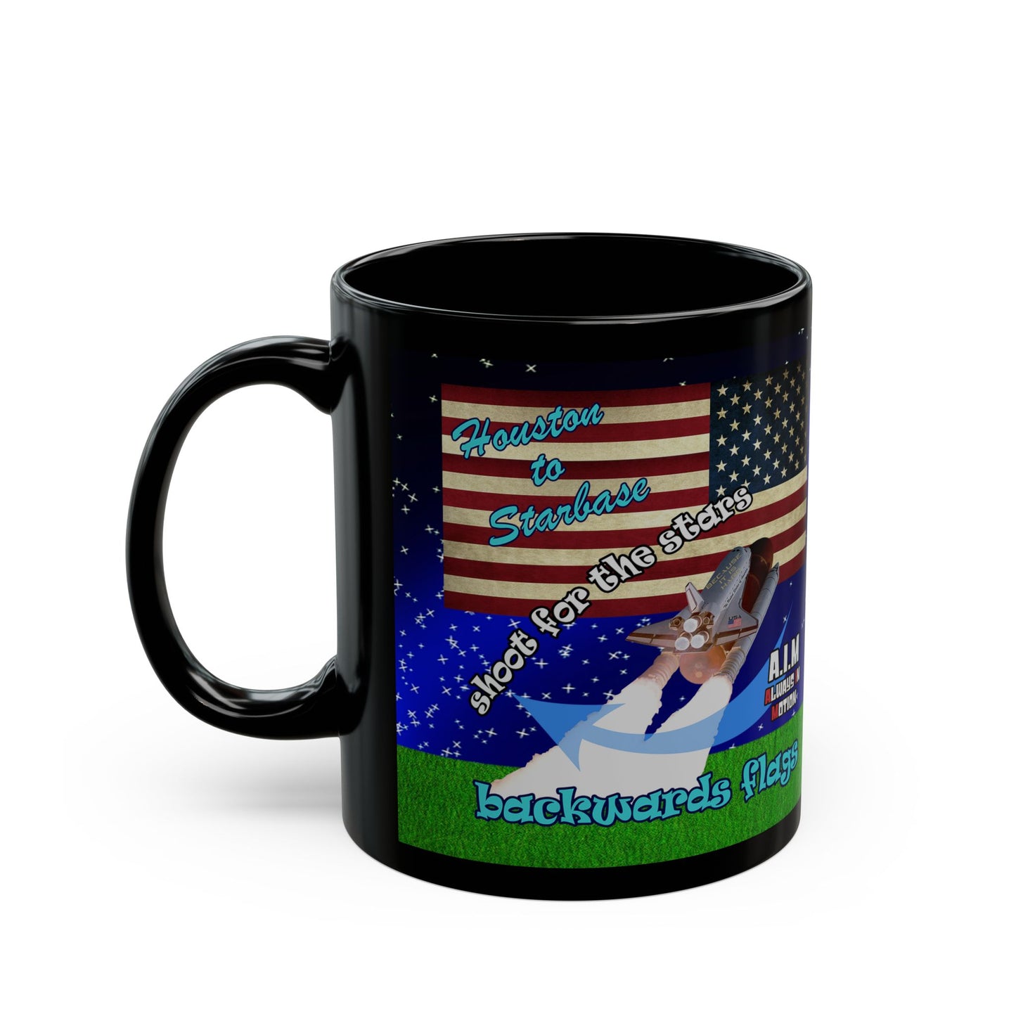shoot for the stars - Black Mug ('snoops' background)