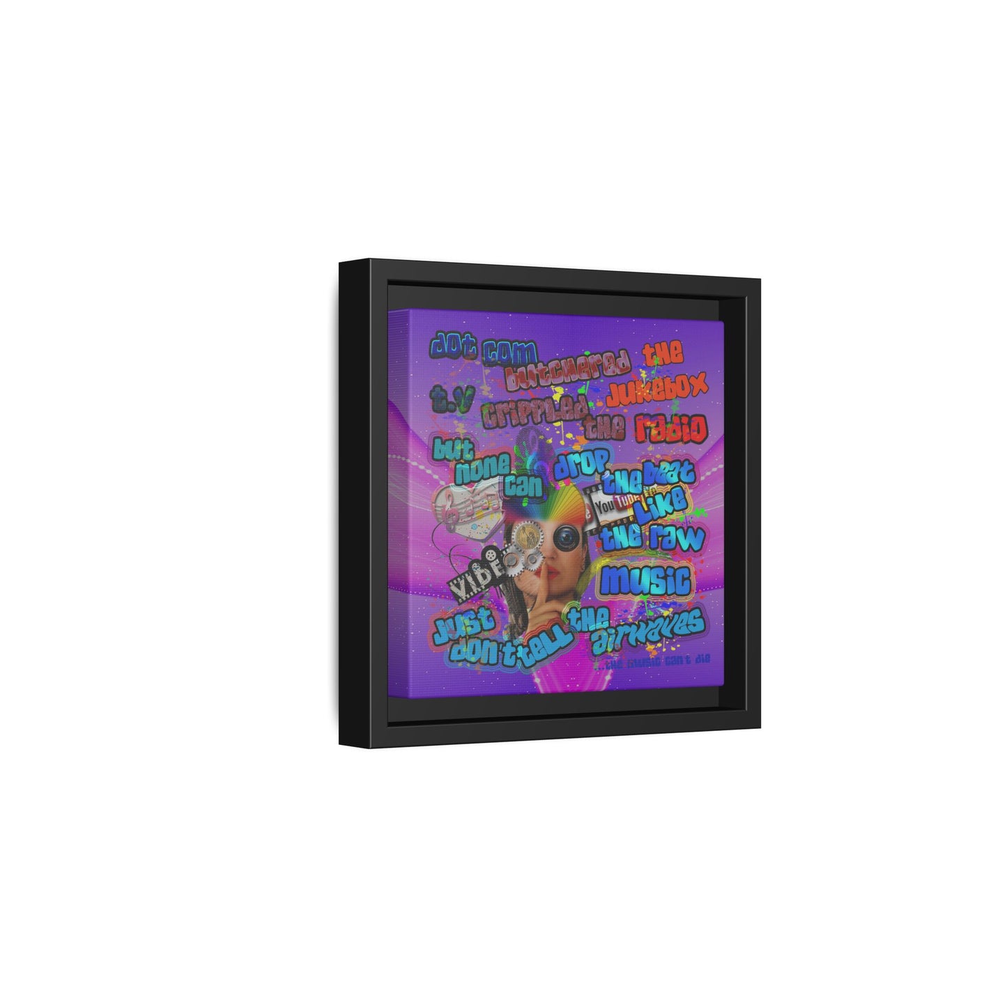 drop the beat - framed canvas art (purple-pink wave)