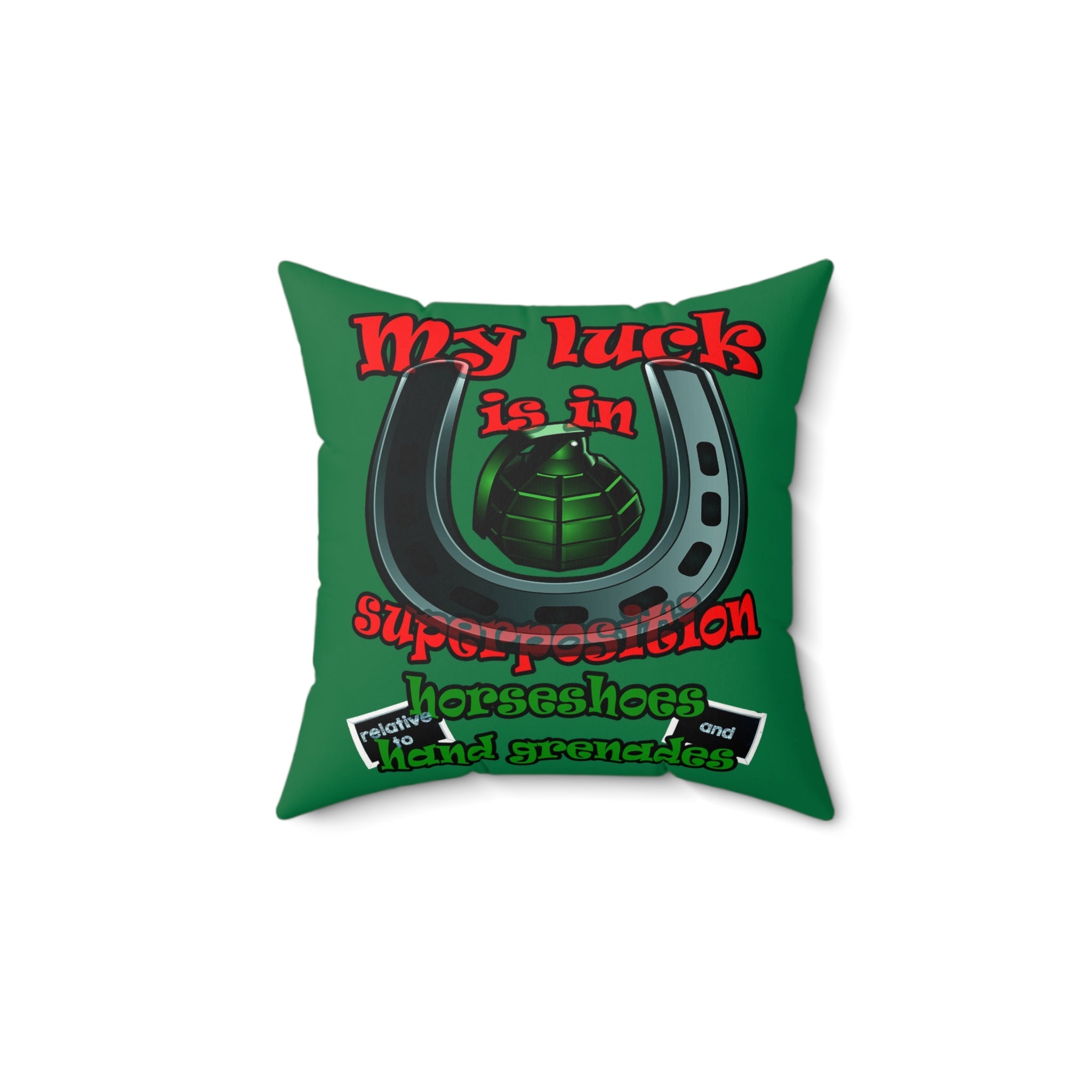 my luck - Faux Suede Square Pillow - (dark green)