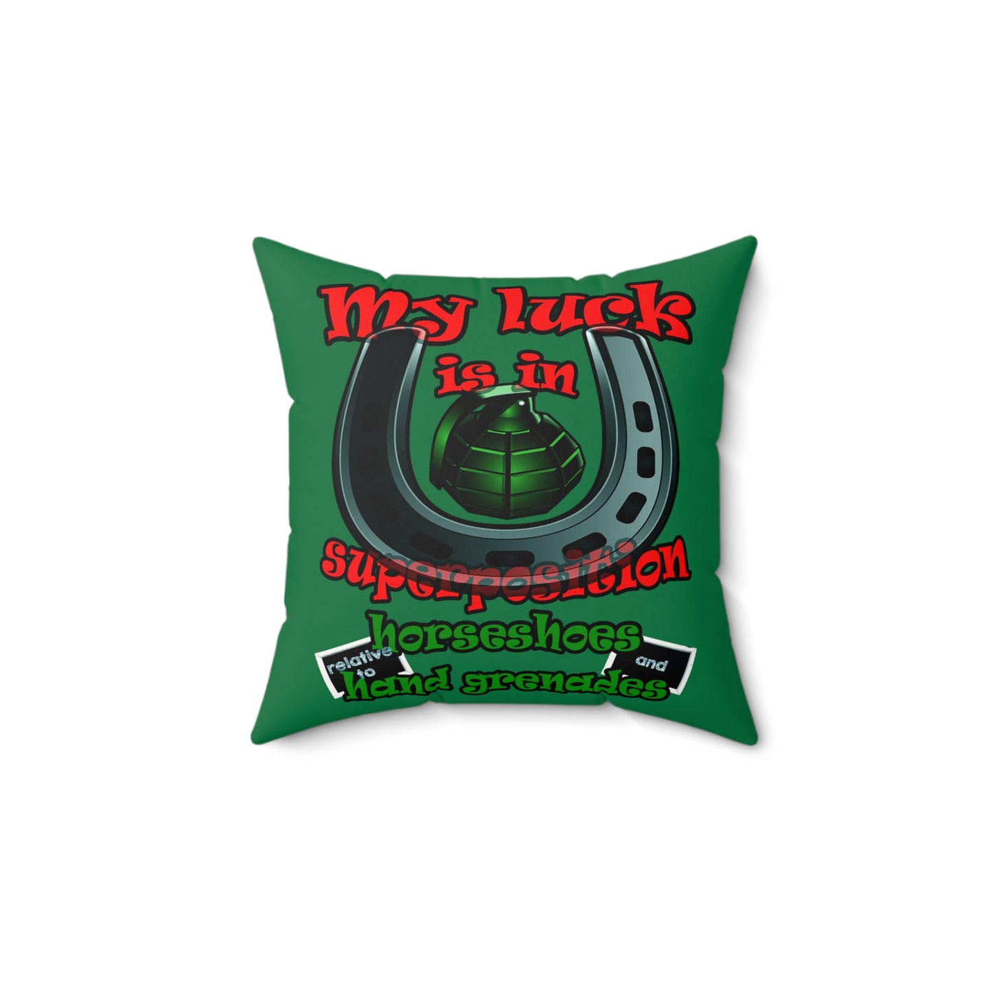 my luck - Faux Suede Square Pillow - (dark green)
