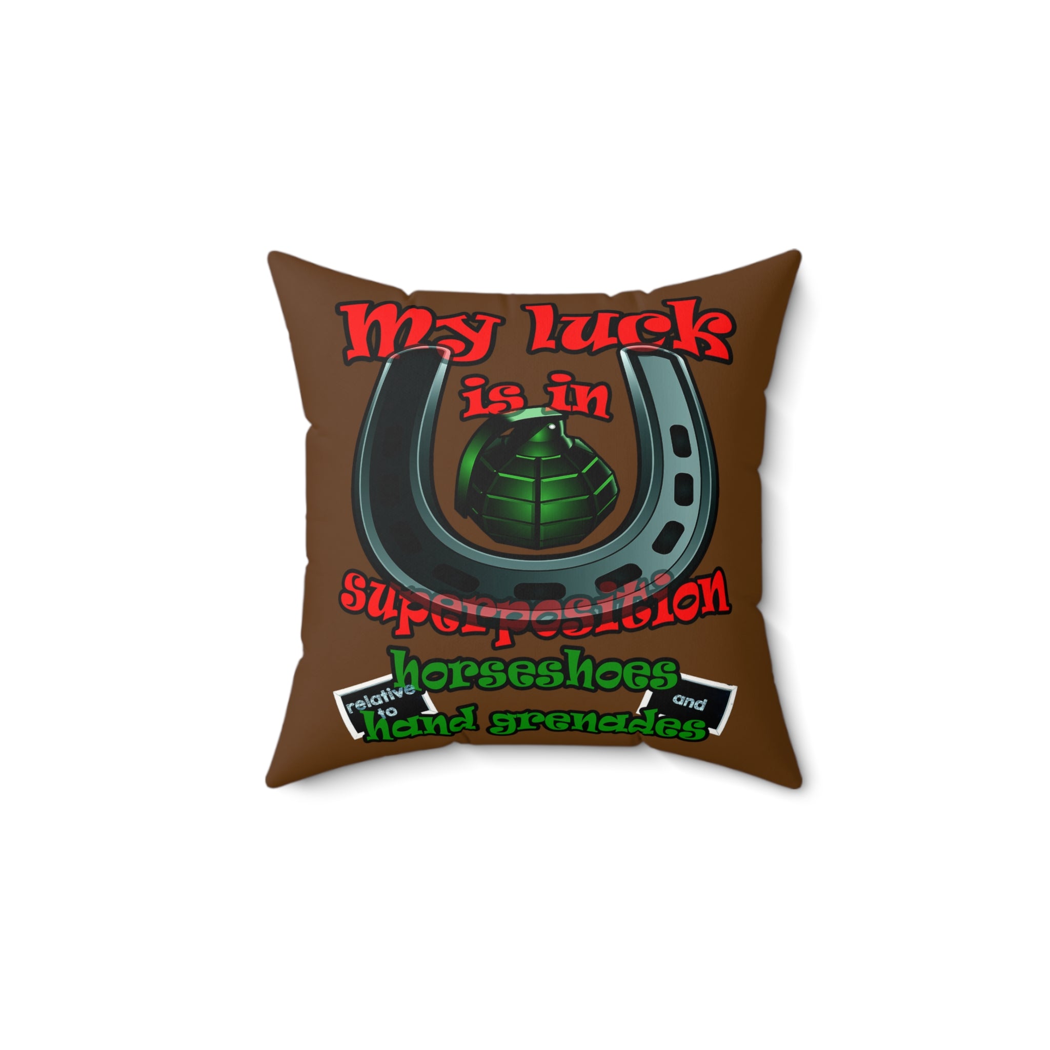 my luck - Faux Suede Square Pillow - (brown)