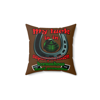 my luck - Faux Suede Square Pillow - (brown)