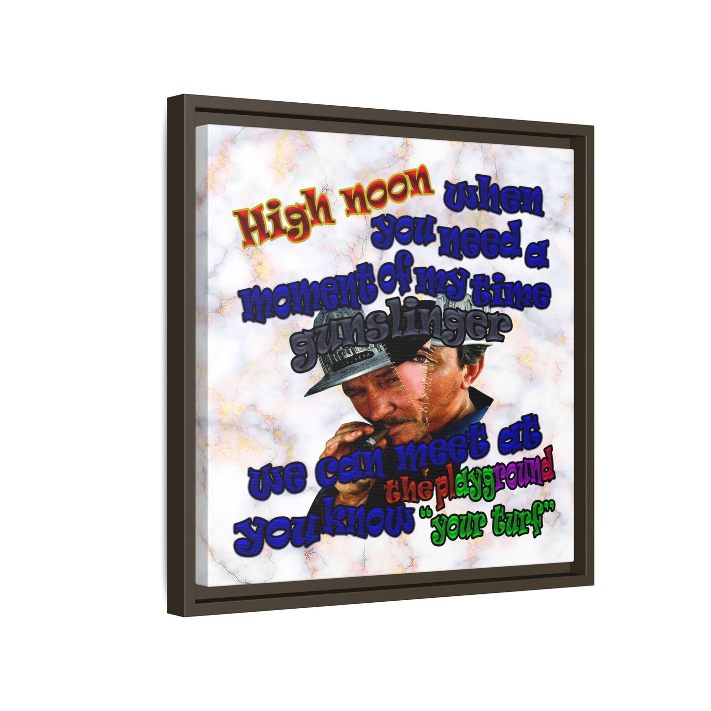 high noon - framed canvas art (white marble)