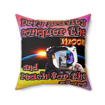 defy conquer reach - Spun Polyester Square Pillow - (color blur)