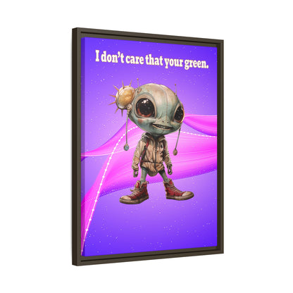 I don't care that your green - framed canvas art (purple-pink wave)