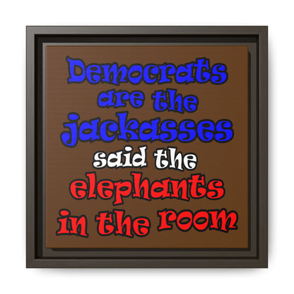 donkeys and elephants - framed canvas art (brown)
