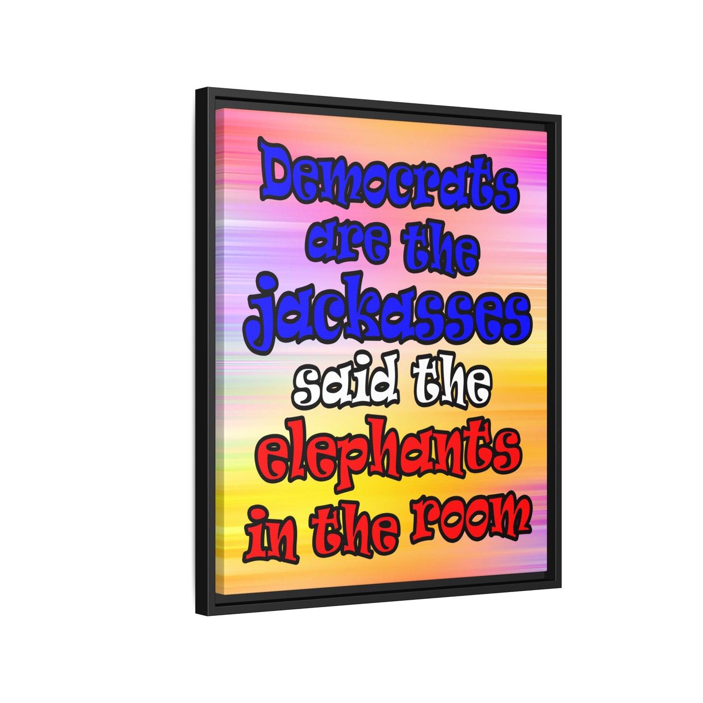 donkeys and elephants - framed canvas art (color blur)