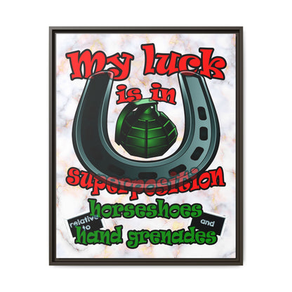 my luck - framed canvas art (white marble)