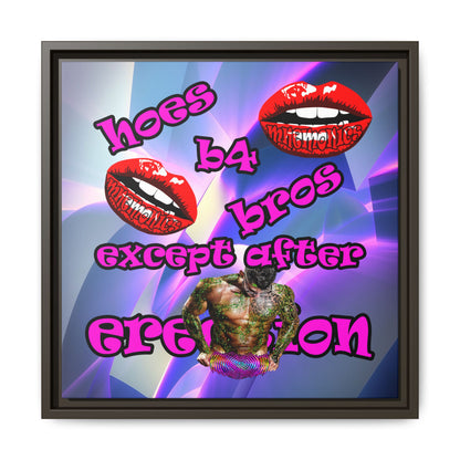 hoes b4 bros - framed canvas art (grey-pink wave)