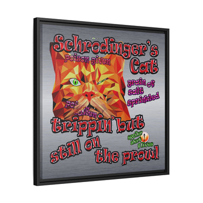 schrodinger's cat - framed canvas art (brushed nickel)