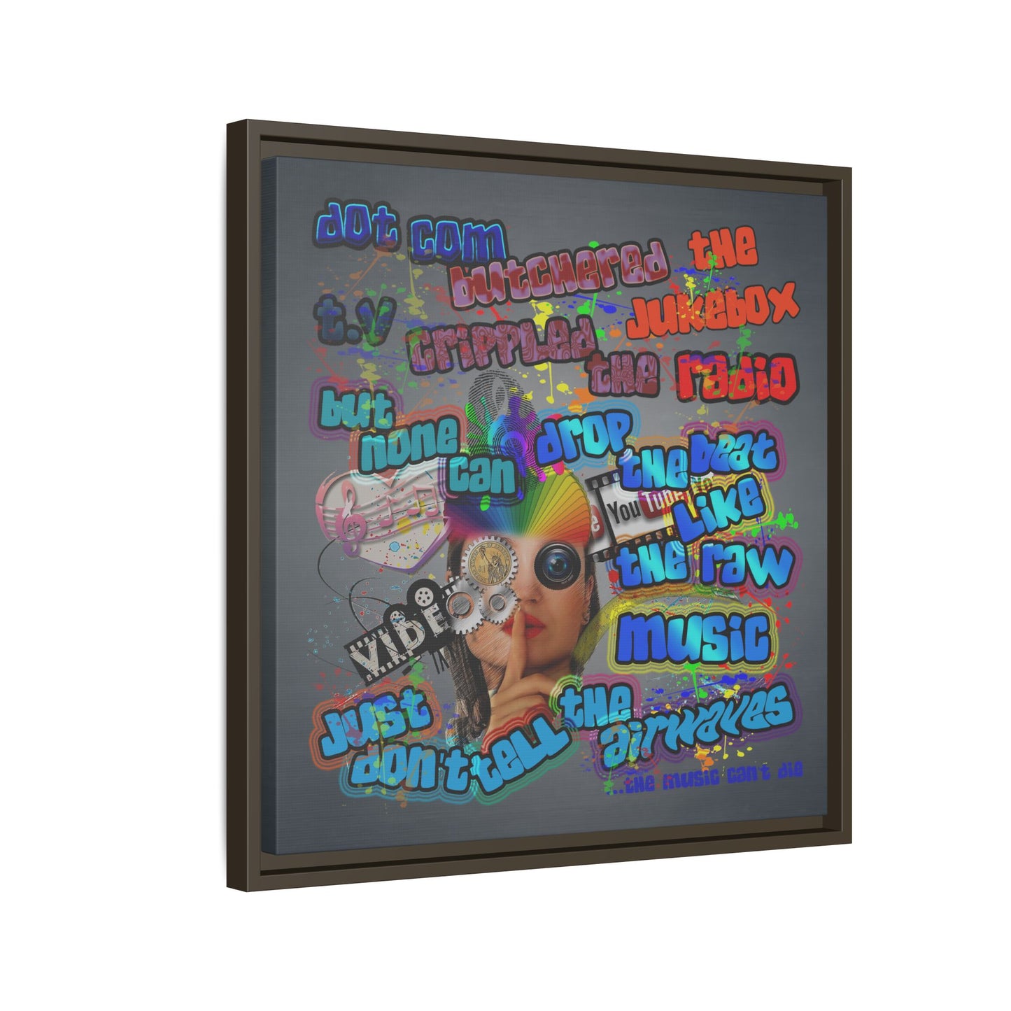drop the beat - framed canvas art (grey-light grey)